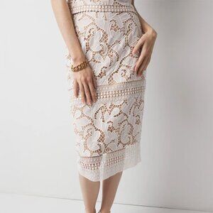 NEW WHBM White Lace Pencil Skirt Sz 2